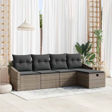 vidaXL Set de canapele pentru grădină 5 pcs Gri 233 x 117 x 85 cm