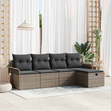 vidaXL Set de canapele pentru grădină 5 pcs Gri 251 x 117 x 85 cm