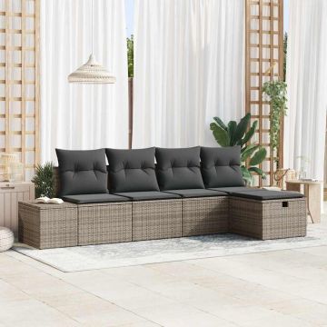 vidaXL Set de canapele pentru grădină 5 pcs Gri 55 x 62 x 69 cm
