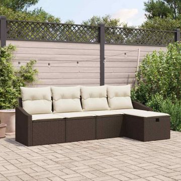 vidaXL Set de canapele pentru grădină 5 pcs Maro 233 x 117 x 85 cm