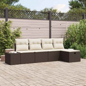 vidaXL Set de canapele pentru grădină 5 pcs Maro 55 x 62 x 69 cm