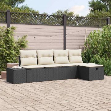 vidaXL Set de canapele pentru grădină 5 pcs Negru 55 x 62 x 69 cm
