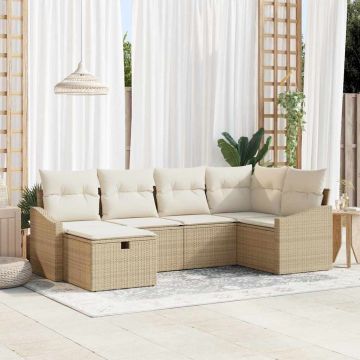 vidaXL Set de canapele pentru grădină 6 pcs Bej 55 x 62 x 69 cm