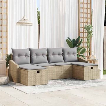 vidaXL Set de canapele pentru grădină 6 pcs Bej 55 x 62 x 69 cm