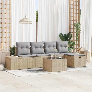 vidaXL Set de canapele pentru grădină 6 pcs Bej 55 x 62 x 69 cm