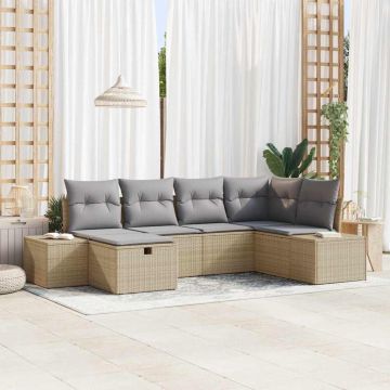 vidaXL Set de canapele pentru grădină 6 pcs Bej 55 x 62 x 69 cm
