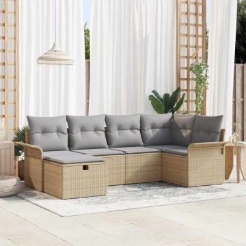 vidaXL Set de canapele pentru grădină 6 pcs bej și gri deschis