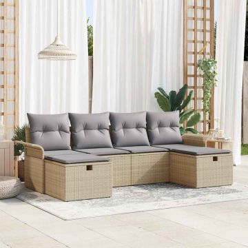 vidaXL Set de canapele pentru grădină 6 pcs bej și gri deschis