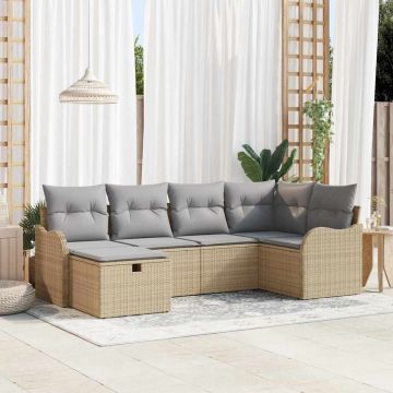 vidaXL Set de canapele pentru grădină 6 pcs bej și gri deschis