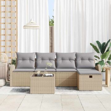 vidaXL Set de canapele pentru grădină 6 pcs bej și gri deschis