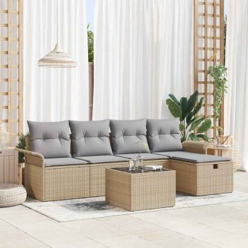 vidaXL Set de canapele pentru grădină 6 pcs bej și gri deschis