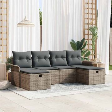 vidaXL Set de canapele pentru grădină 6 pcs Gri 251 x 117 x 85 cm