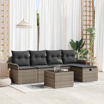 vidaXL Set de canapele pentru grădină 6 pcs Gri 251 x 117 x 85 cm