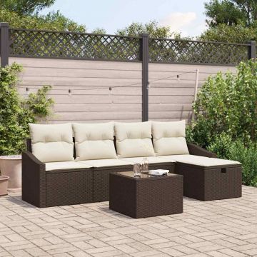 vidaXL Set de canapele pentru grădină 6 pcs Maro 55 x 55 x 37 cm
