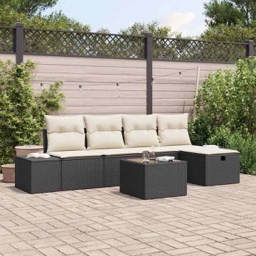 vidaXL Set de canapele pentru grădină 6 pcs Negru 55 x 62 x 69 cm