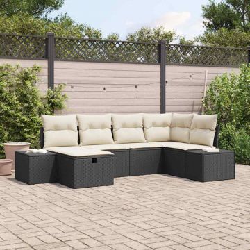 vidaXL Set de canapele pentru grădină 6 pcs Negru 55 x 62 x 69 cm
