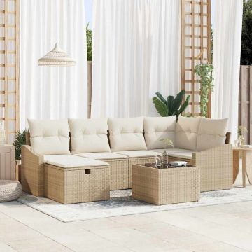 vidaXL Set de canapele pentru grădină 7 pcs Bej 55 x 62 x 69 cm