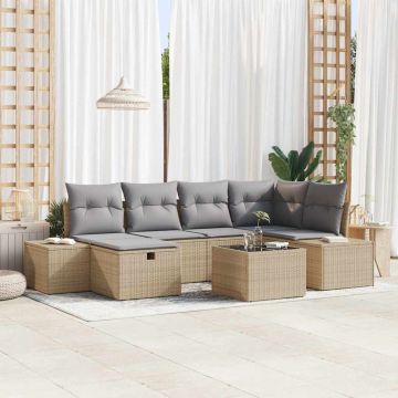 vidaXL Set de canapele pentru grădină 7 pcs Bej 55 x 62 x 69 cm