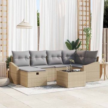 vidaXL Set de canapele pentru grădină 7 pcs Bej 55 x 62 x 69 cm