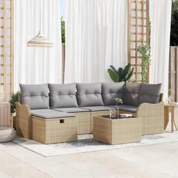 vidaXL Set de canapele pentru grădină 7 pcs bej și gri deschis