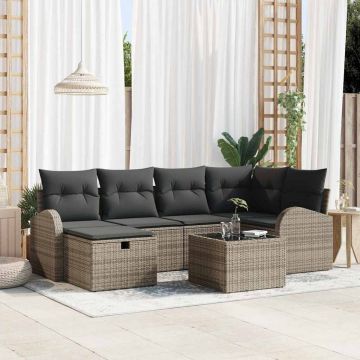 vidaXL Set de canapele pentru grădină 7 pcs Gri 234 x 124 x 85 cm