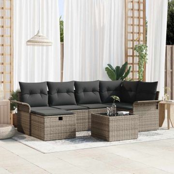 vidaXL Set de canapele pentru grădină 7 pcs Gri 242.5 x 132.5 x 85 cm