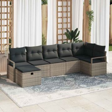vidaXL Set de canapele pentru grădină 7 pcs Gri 287 x 122 x 85 cm