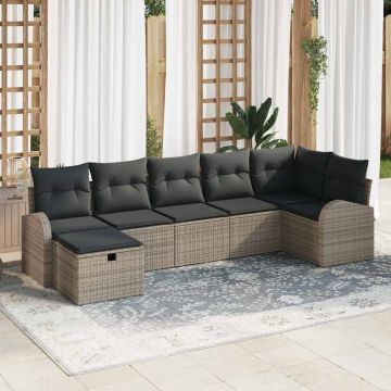 vidaXL Set de canapele pentru grădină 7 pcs Gri 289 x 124 x 85 cm