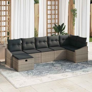vidaXL Set de canapele pentru grădină 7 pcs Gri 55 x 62 x 69 cm