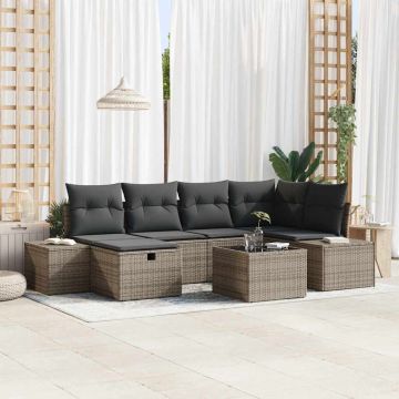 vidaXL Set de canapele pentru grădină 7 pcs Gri 55 x 62 x 69 cm