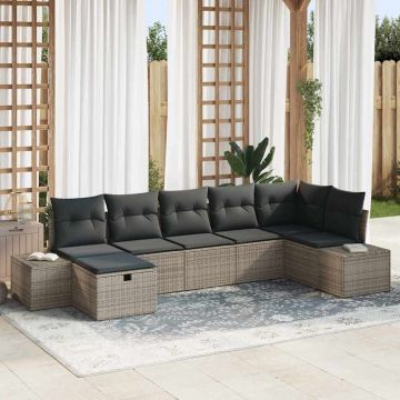 vidaXL Set de canapele pentru grădină 7 pcs Gri 55 x 62 x 69 cm
