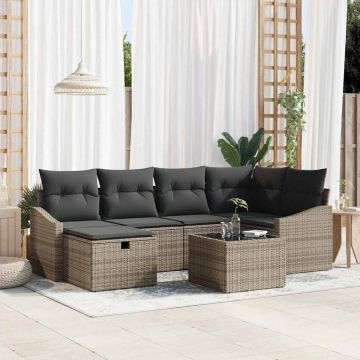 vidaXL Set de canapele pentru grădină 7 pcs Gri 55 x 62 x 69 cm
