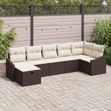 vidaXL Set de canapele pentru grădină 7 pcs Maro 55 x 62 x 69 cm