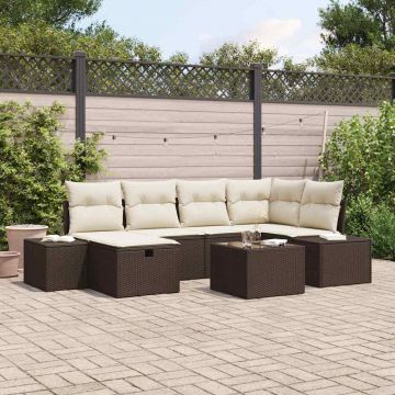 vidaXL Set de canapele pentru grădină 7 pcs Maro 55 x 62 x 69 cm