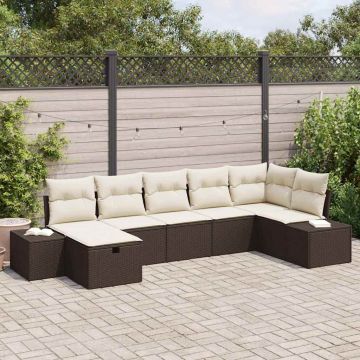 vidaXL Set de canapele pentru grădină 7 pcs Maro 55 x 62 x 69 cm