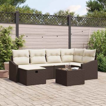 vidaXL Set de canapele pentru grădină 7 pcs Maro 55 x 62 x 69 cm