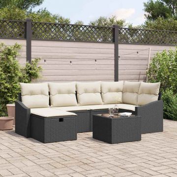 vidaXL Set de canapele pentru grădină 7 pcs Negru 55 x 62 x 69 cm