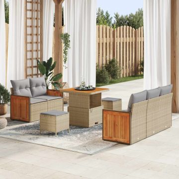 vidaXL Set de canapele pentru grădină 8 pcs Beige și gri deschis
