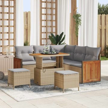 vidaXL Set de canapele pentru grădină 8 pcs Beige și gri deschis