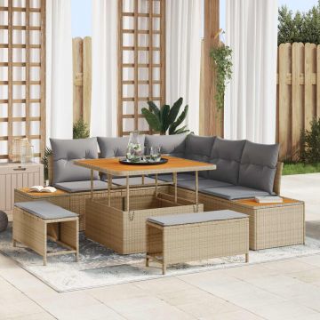 vidaXL Set de canapele pentru grădină 8 pcs Beige și gri deschis