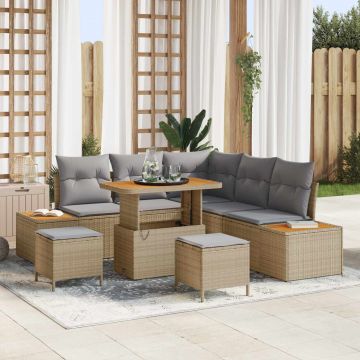 vidaXL Set de canapele pentru grădină 8 pcs Beige și gri deschis