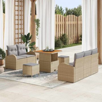vidaXL Set de canapele pentru grădină 8 pcs Beige și gri deschis