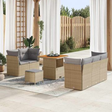 vidaXL Set de canapele pentru grădină 8 pcs bej și gri deschis