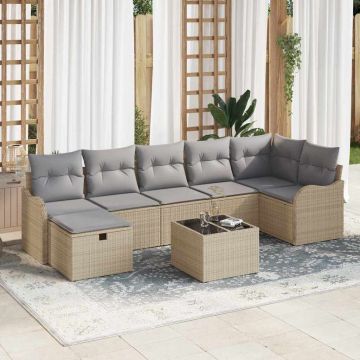 vidaXL Set de canapele pentru grădină 8 pcs bej și gri deschis