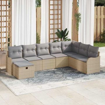 vidaXL Set de canapele pentru grădină 8 pcs bej și gri deschis