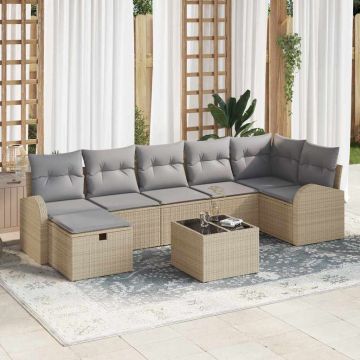 vidaXL Set de canapele pentru grădină 8 pcs bej și gri deschis