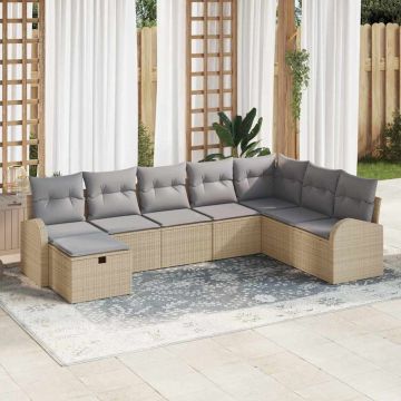 vidaXL Set de canapele pentru grădină 8 pcs bej și gri deschis