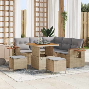 vidaXL Set de canapele pentru grădină 8 pcs bej și gri deschis