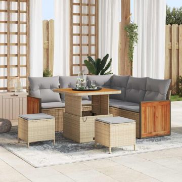 vidaXL Set de canapele pentru grădină 8 pcs bej și gri deschis