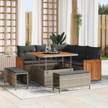vidaXL Set de canapele pentru grădină 8 pcs Gri 100 x 100 x 71 cm
